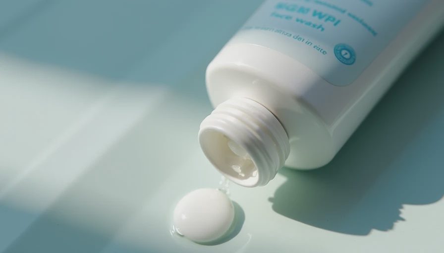 Close-up of the regularly repurchased face wash bottle on white ceramic