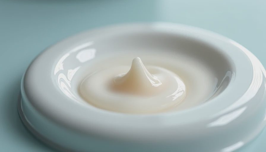 Close-up of lightweight SPF moisturizer texture on white ceramic